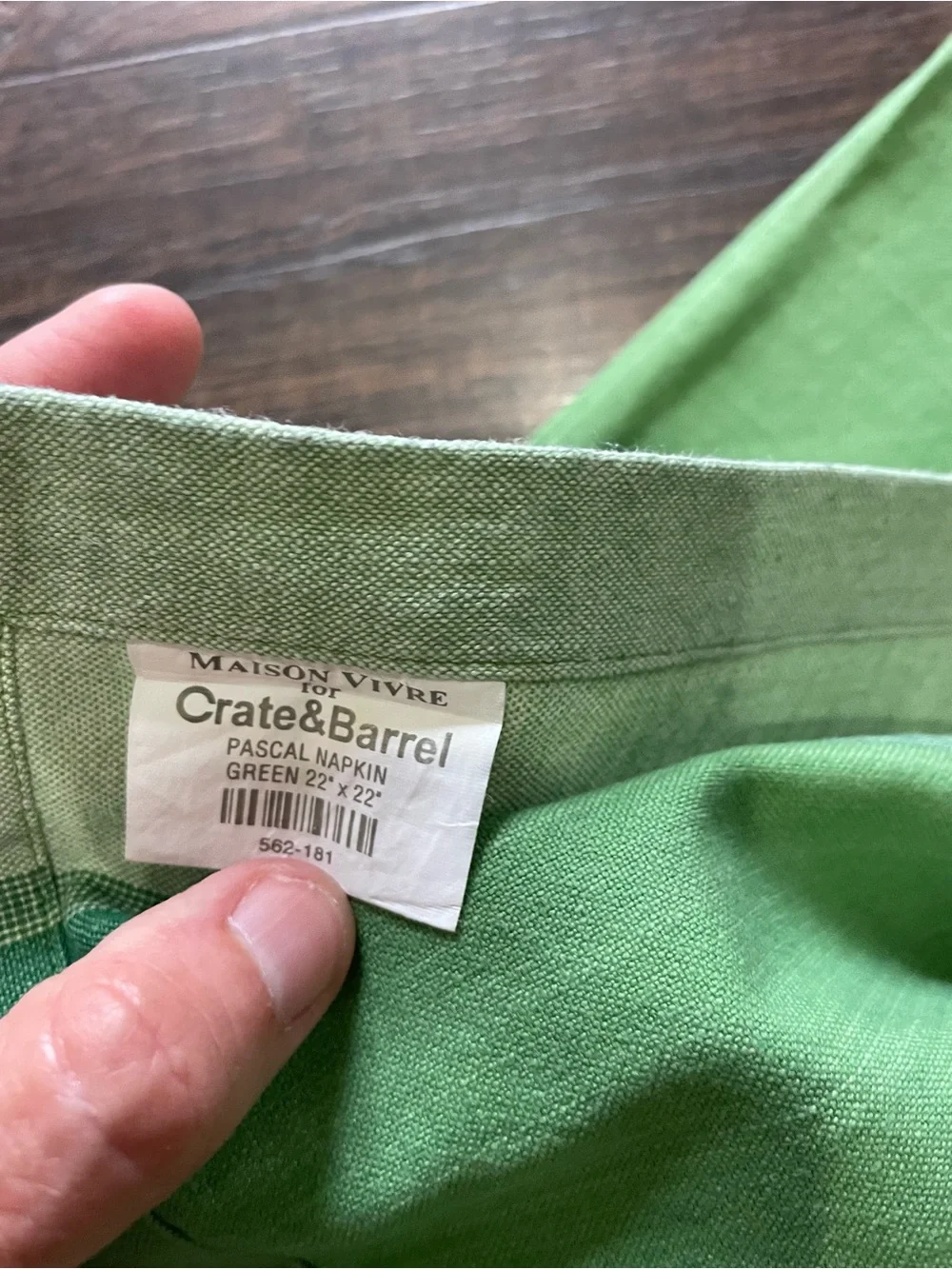 Crate&Barrel Mason Vivre 4 piece Green Cotton Placemat & Napkin Set for 2